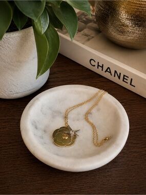Chanel Necklace Gold Camellia & Silver Comet Authentic Repurposed Holiday GWP